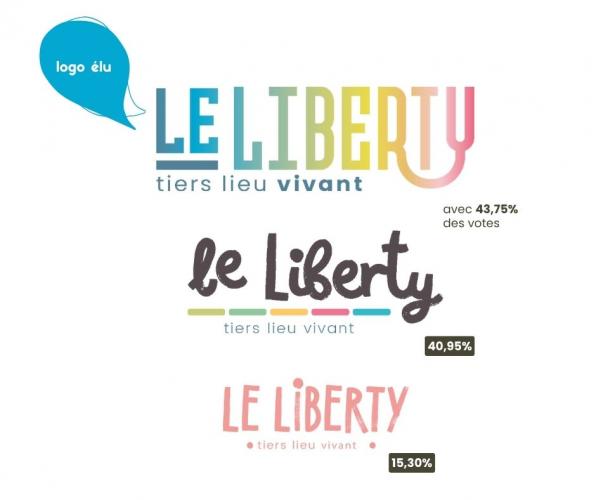 les 3 logos du Liberty proposés au vote du public. Le numéro 1 est celui qui a eu le plus de voix