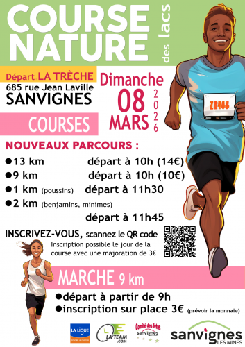 course nature 9 et 13 km le 8 mars départ de la Trèche