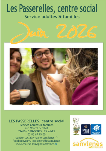 plaquette du mois de juillet au centre social, service adultes et familles