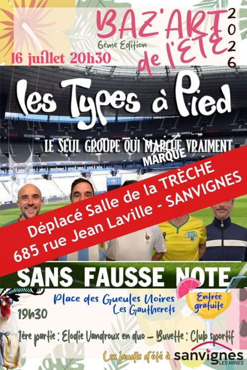 Affiche concert des Types à Pied déplacé à la Trèche