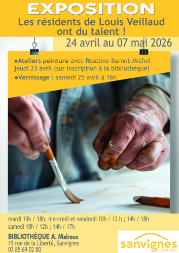 expo de peinture du 24 avril au 7 mai et atelier peinture le 23 avril