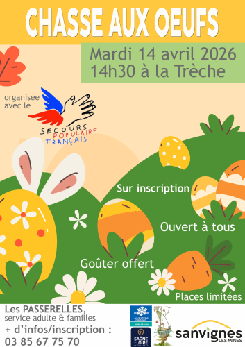 chasse aux oeufs mardi 14 avril à 14h30 à la trèche