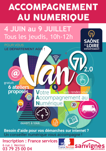 accompagnement au numérique du 4 juin au 9 juillet tous les jeudis de 10h à 12h à l'espace france services